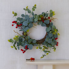 Load image into Gallery viewer, Red Berry &amp; Eucalyptus Wreath
