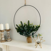 Load image into Gallery viewer, Large Hoop Wreath with Leaves and Lights
