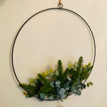 Load image into Gallery viewer, Large Hoop Wreath with Leaves and Lights
