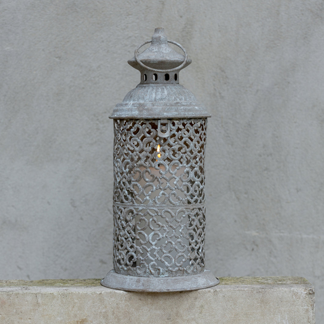 Large Grey Metal Table Lantern