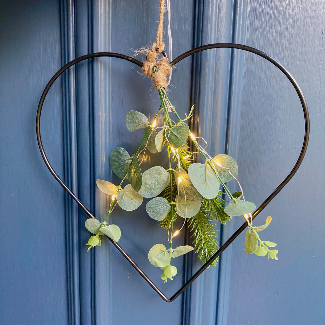 Large Nordic Heart Wreath with Lights