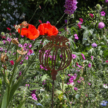 Load image into Gallery viewer, Rusty Poppy Seed Garden Sculpture
